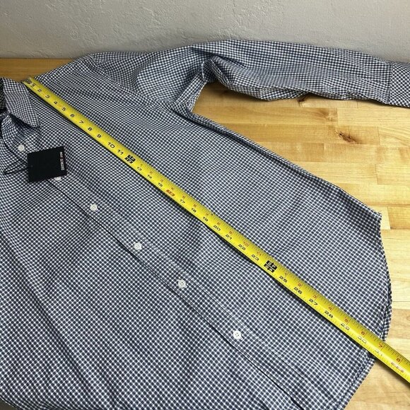 DSTRCT&Row Dress Shirt Long Sleeve White Blue Check Collared Size Medium NEW - Picture 10 of 10